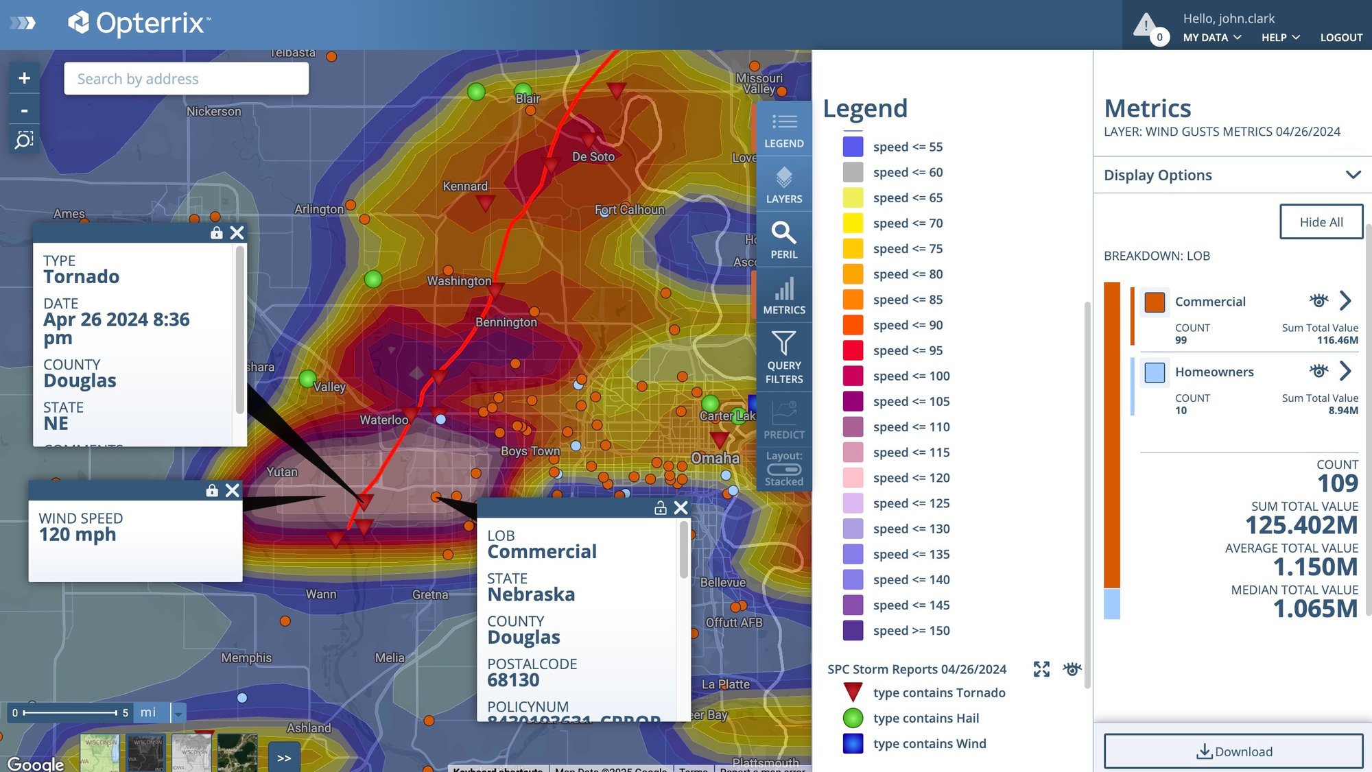 Wind Gusts Tornado Tracks Nebraska April 26 2024