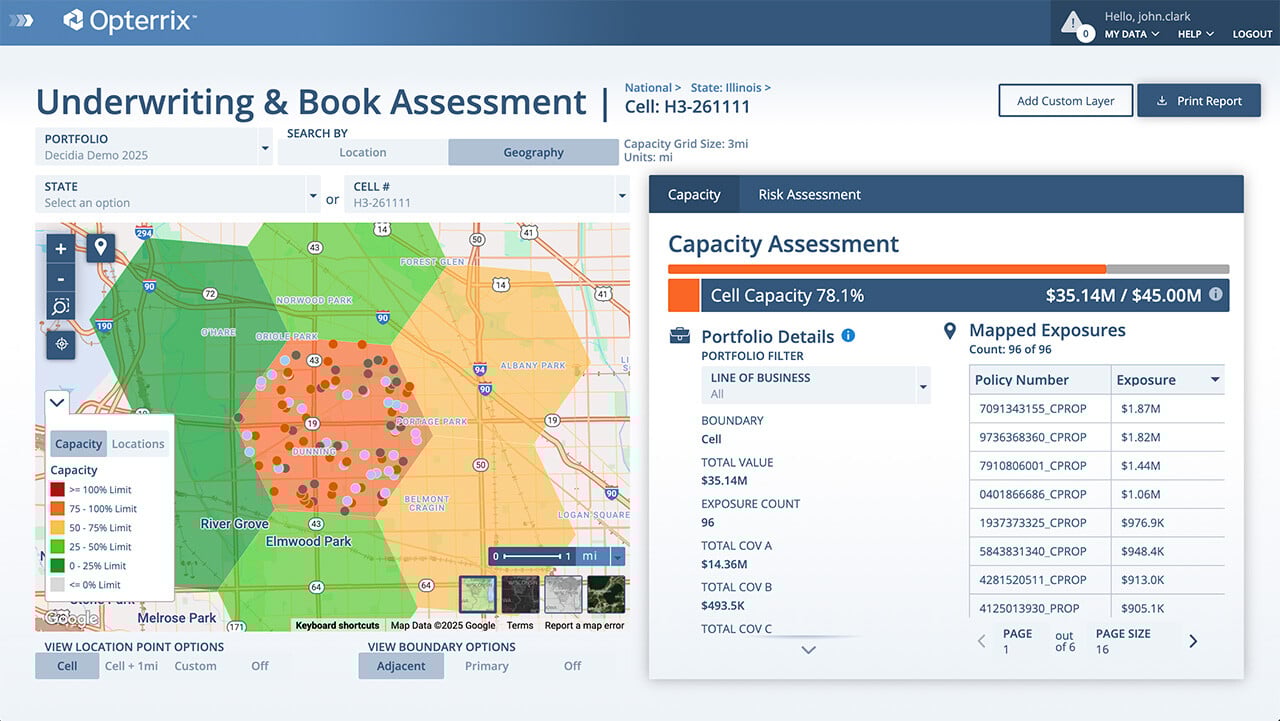 Capacity Assessment of specific portfolio geographies and corresponding policy locations. 